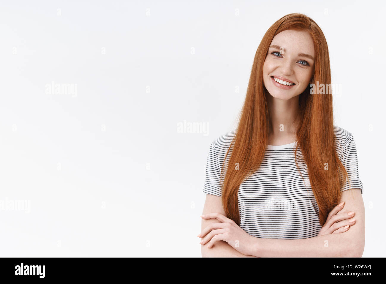 Self Assured Charismatic Ginger Girl Straight Long Red Hair Cross