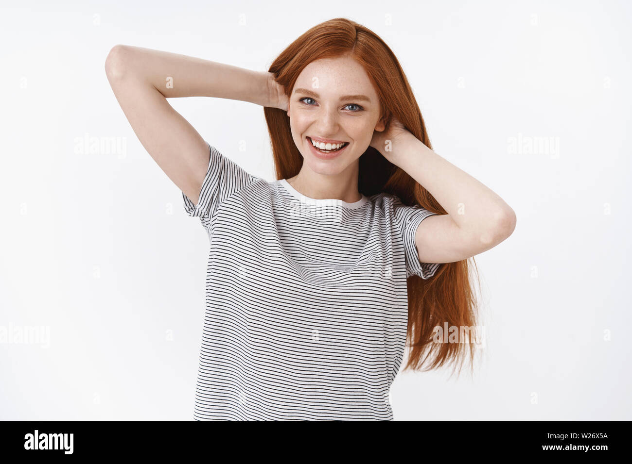 Carefree Confident Sassy Young Redhead Girl Proud Perfect Healthy