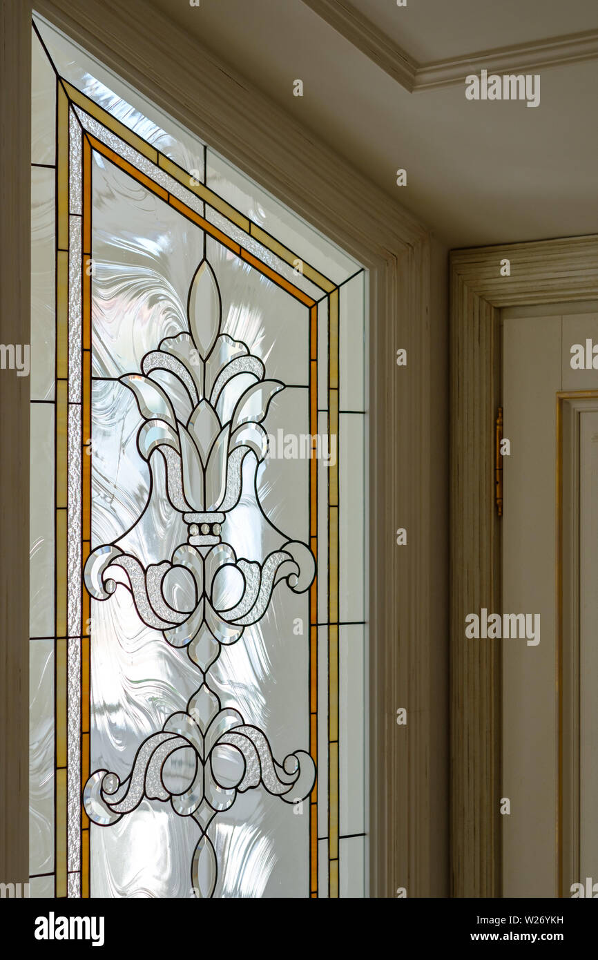 Stained glass element in luxurious interior Stock Photo Alamy