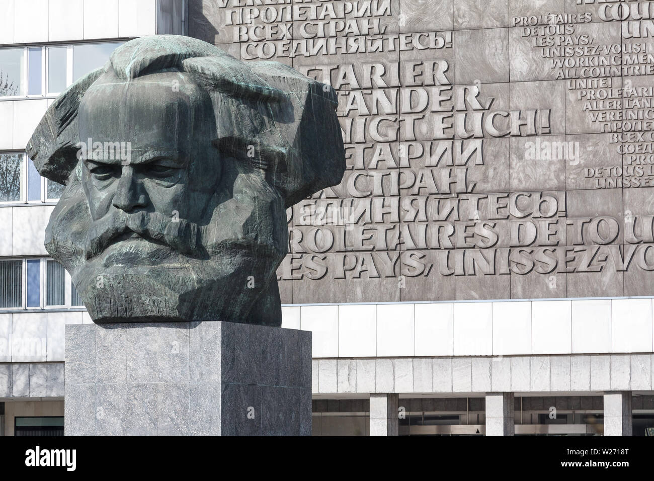 The statue of Karl Marx in Chemnitz called Nischel Stock Photo