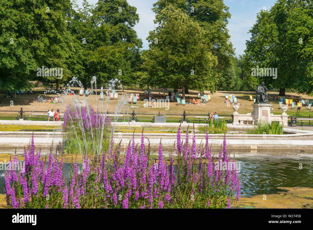 LONDON ENGLAND JULY 15 2013; Ornamental Italian Gardens in Kensington