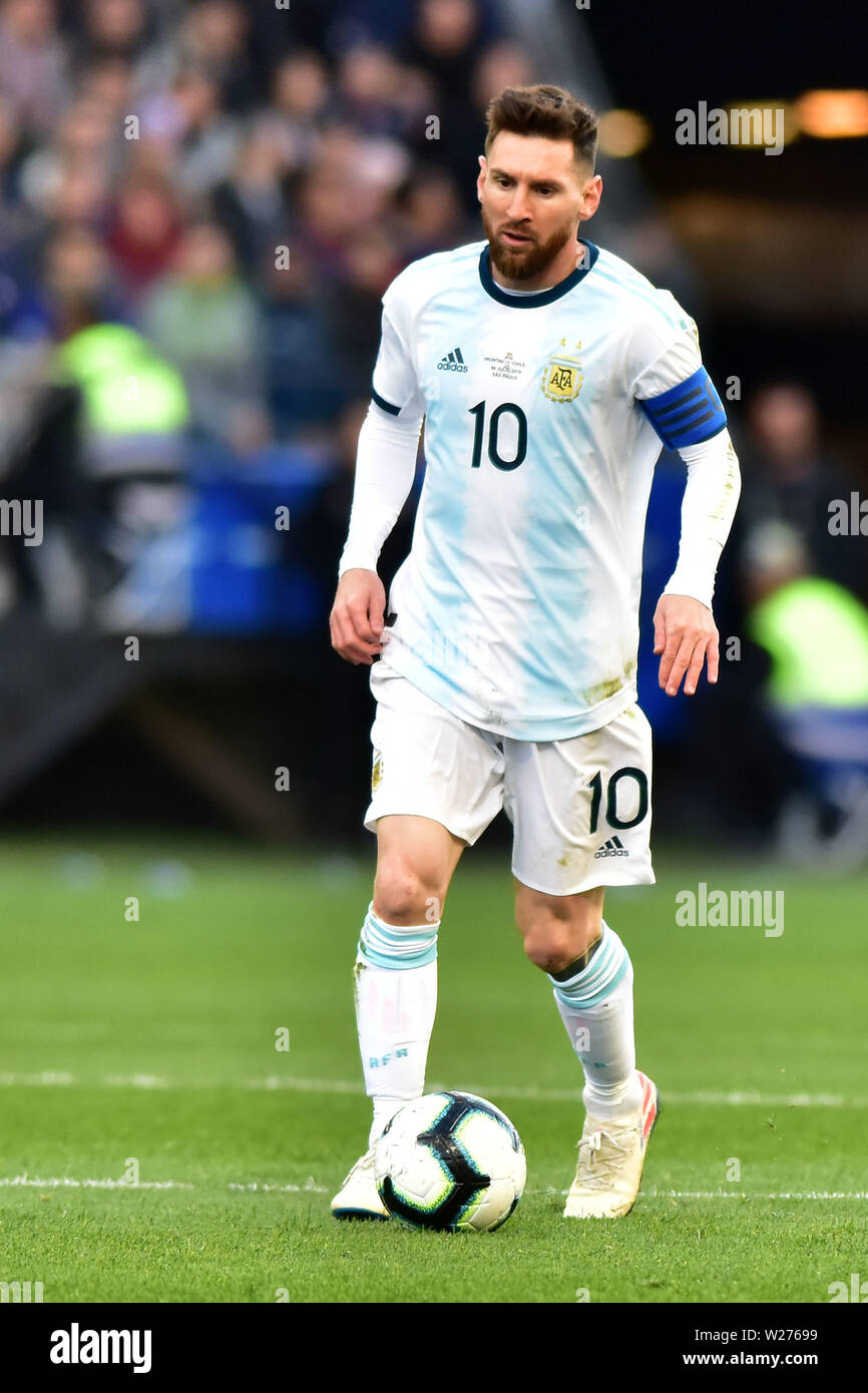 Sao Paulo, Brazil, July 06nd, 2019 - Messi - Match between Argentina and Chile, valid for the competition of 3rd place of CONMEBOL Copa América Brasil 2019, held in the Corinthians Arena, on the afternoon of this saturday, 06. (Credit: Eduardo Carmim/Alamy Live News) Stock Photo