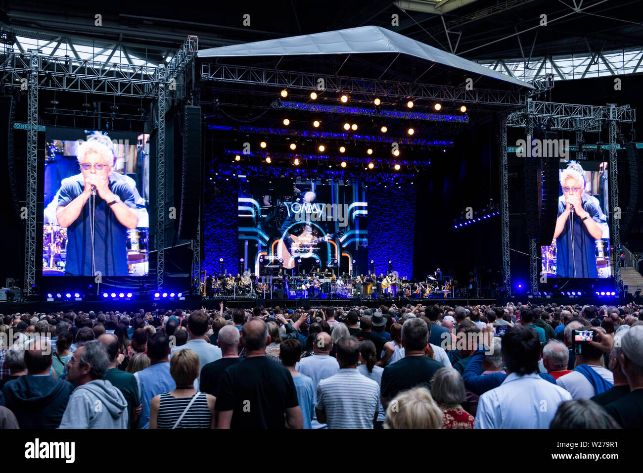 The Who perform live on stage during their Moving On Tour at Wembley