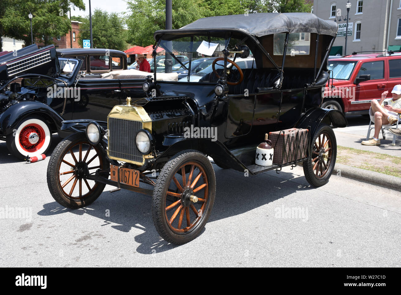 A 1916 Model T Ford on display at a car show. Stock Photo
