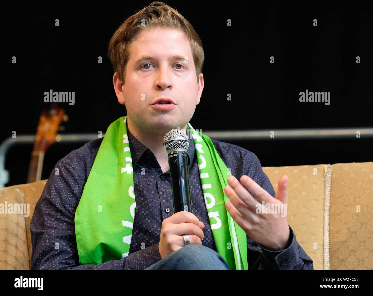 Dortmund, Germany, 21, June 2019: KEVIN KUEHNERT on a podium of the 37th German Protestant Church Congress. Kuehnert (born July 1, 1989 in West Berlin) is a German politician of the SPD Social Democratic Party.. Since 24 November 2017 he is Federal Chairman of the Young Socialists (Juso) Stock Photo