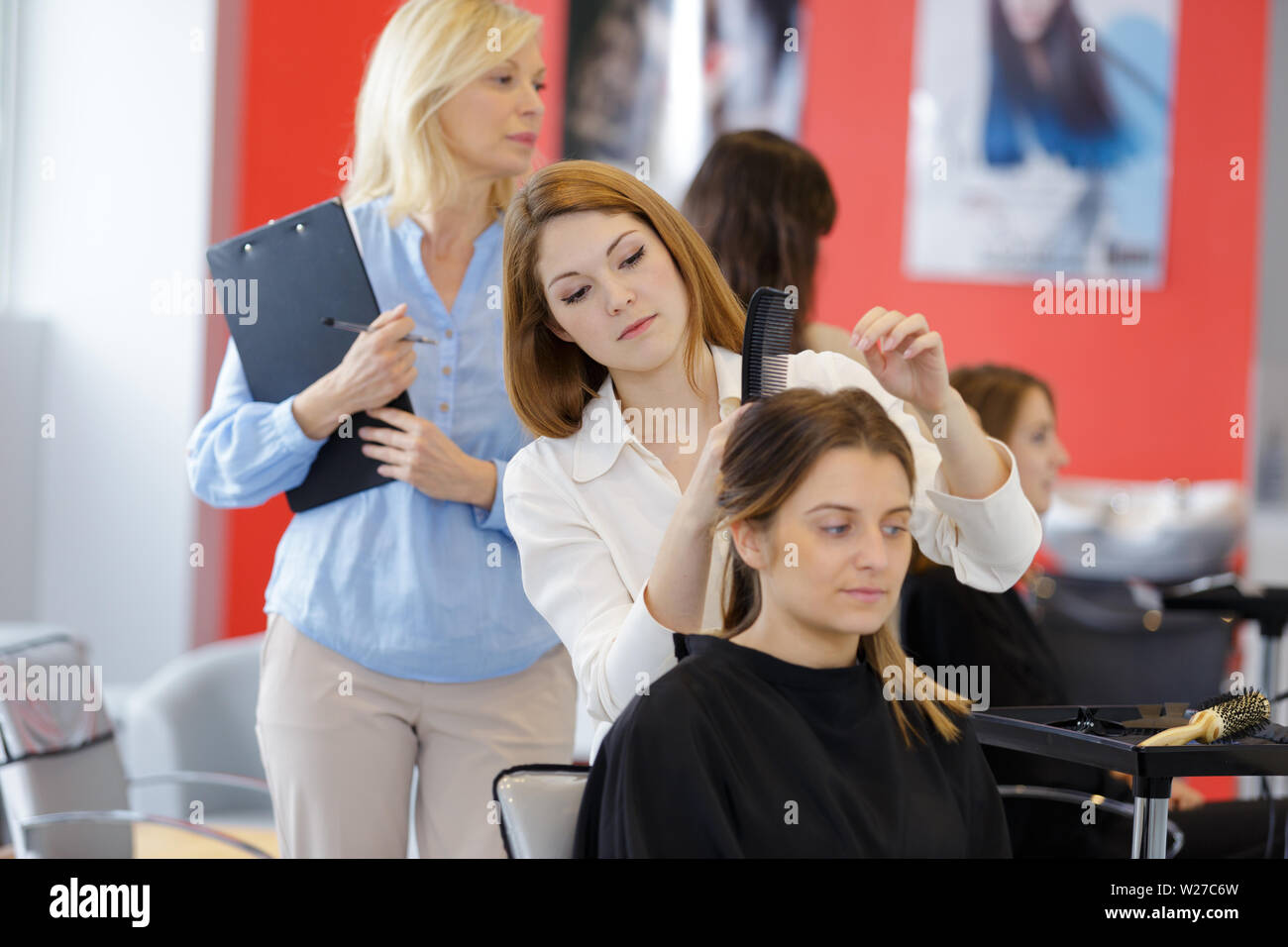 test to a hairdresser Stock Photo Alamy