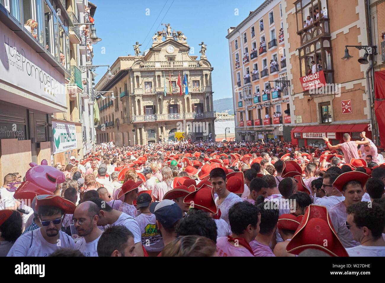 Pamplona, Spain. 06th July, 2019. Beginning of the San Fermin festivities.  images of the 