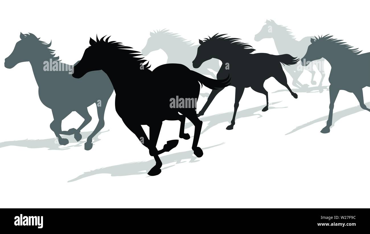 Running Horses silhouette vector Stock Vector Image & Art Alamy