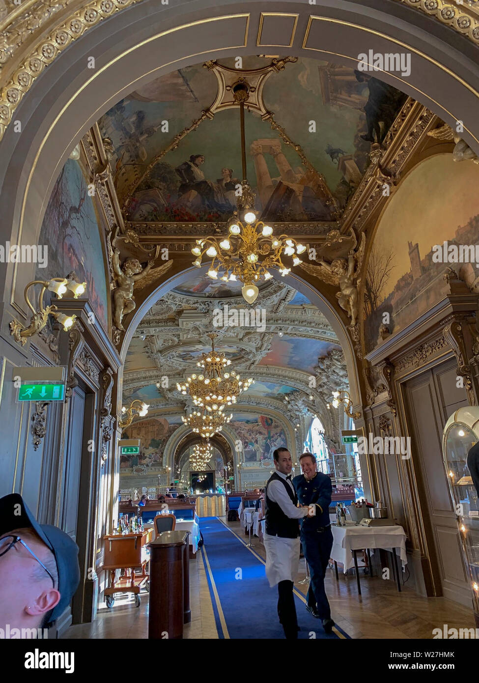 Paris, FRANCE,  People inside Traditional French Brasserie Restaurant interior, Le Train Bleu, in Gare de Lyon Train Station, paris traditional Stock Photo