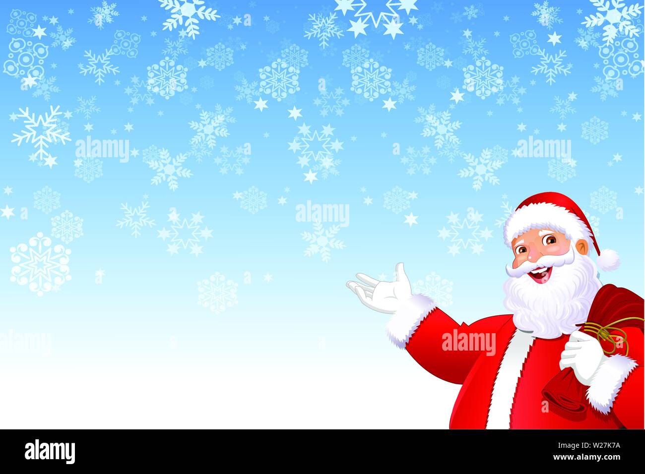 Santa Claus wishes Merry Christmas in Snowflake background vector Stock ...