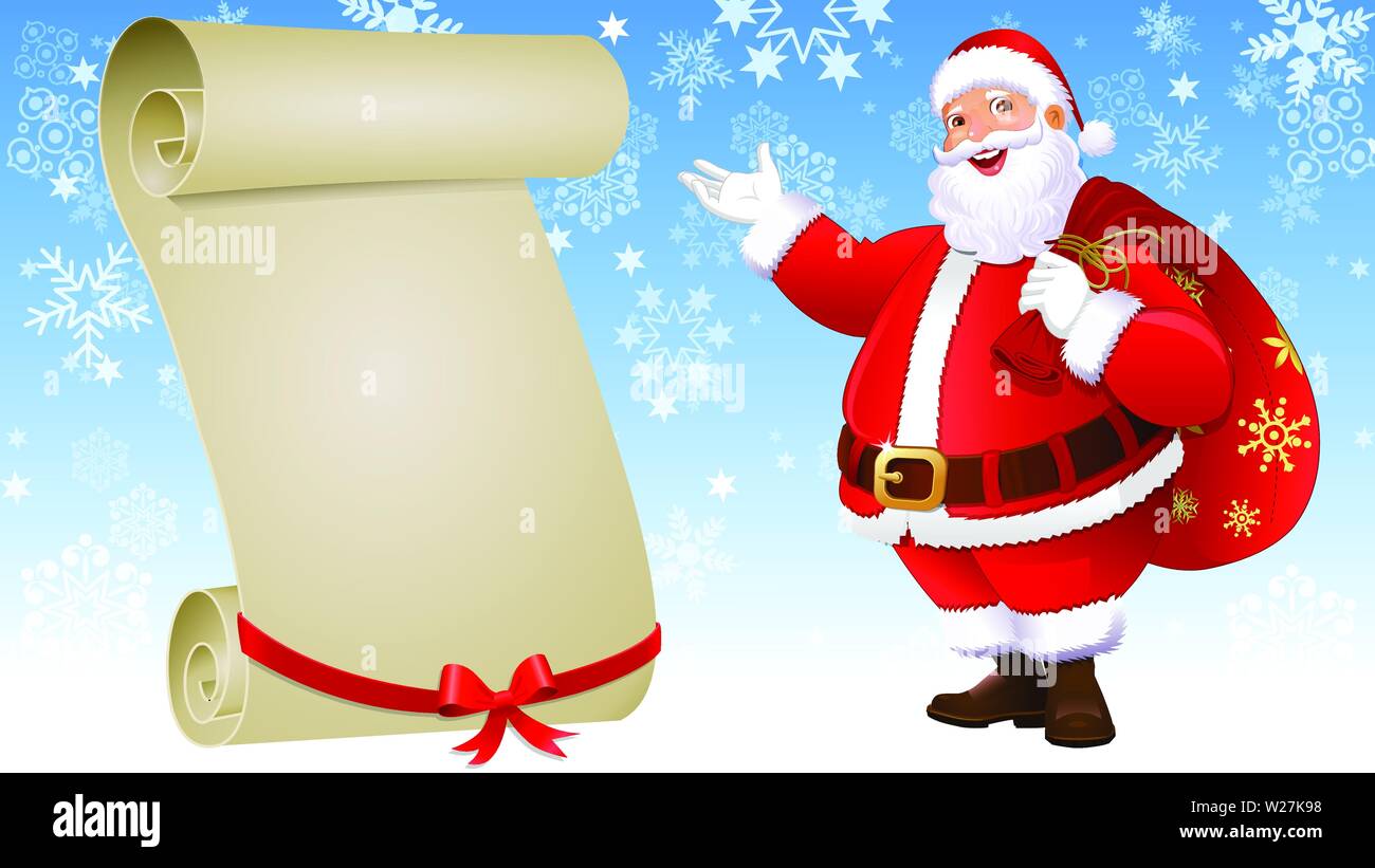Santa Claus wishes Merry Christmas in Snowflake background vector Stock ...