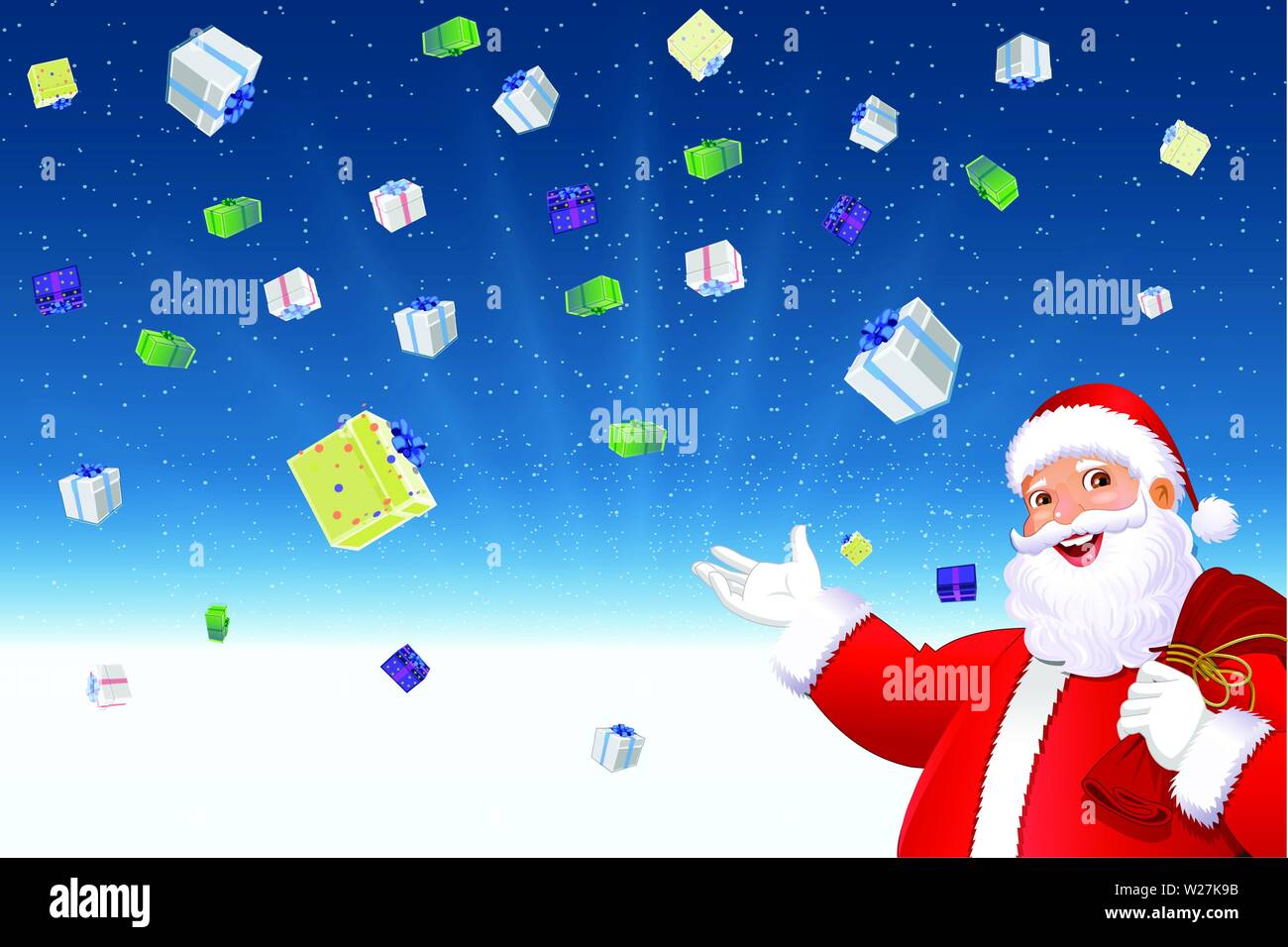 Santa Claus wishes Merry Christmas in Snowflake background vector Stock ...