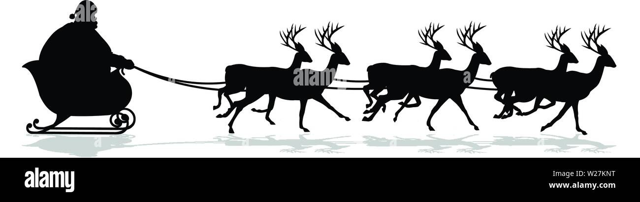 Santa Claus riding Sleigh silhouette vector Stock Vector Image & Art ...
