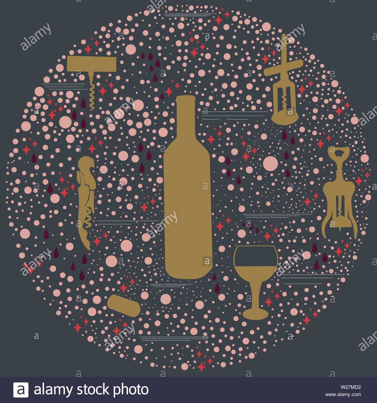 Circle Shape With Corkscrews On Black Background Circle Border
