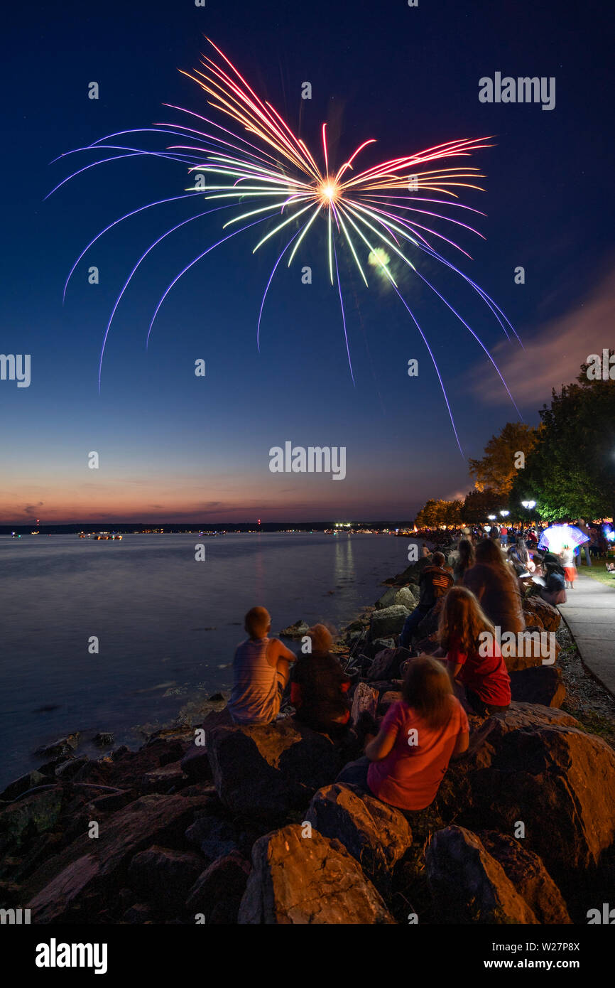 SYLVAN BEACH, NEW YORK JULY 3, 2019 Fireworks and Celebration of the