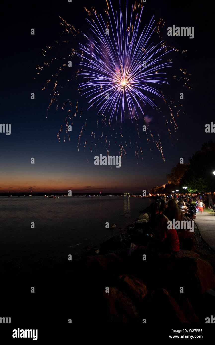 SYLVAN BEACH, NEW YORK JULY 3, 2019 Fireworks and Celebration of the