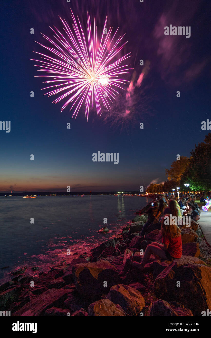 SYLVAN BEACH, NEW YORK JULY 3, 2019 Fireworks and Celebration of the