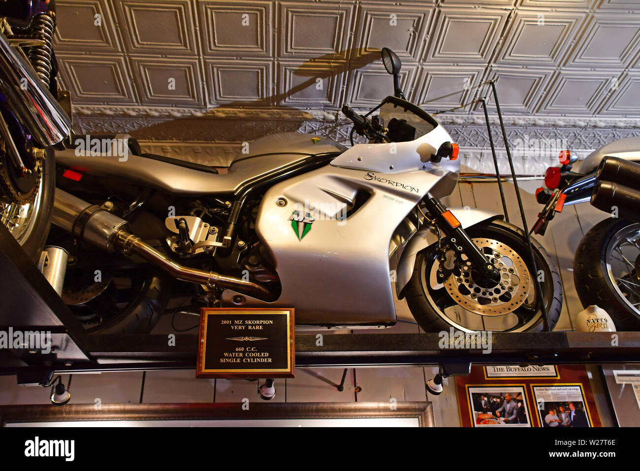 Classic motorcycles on display at the Anchor Bar in Buffalo, NY Stock Photo  - Alamy