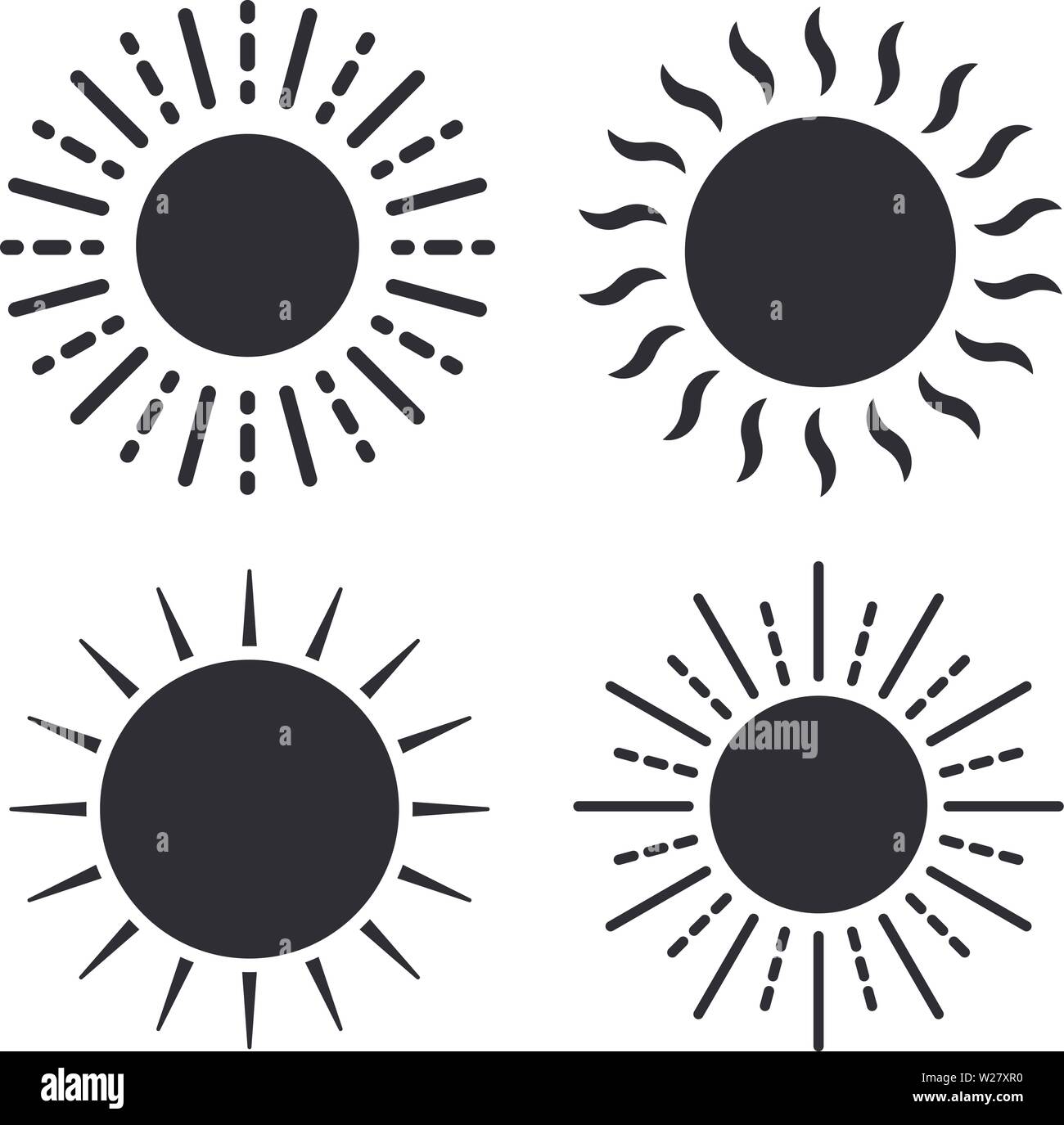 Simple sun icons set vector illustration isolated on white background Stock Vector