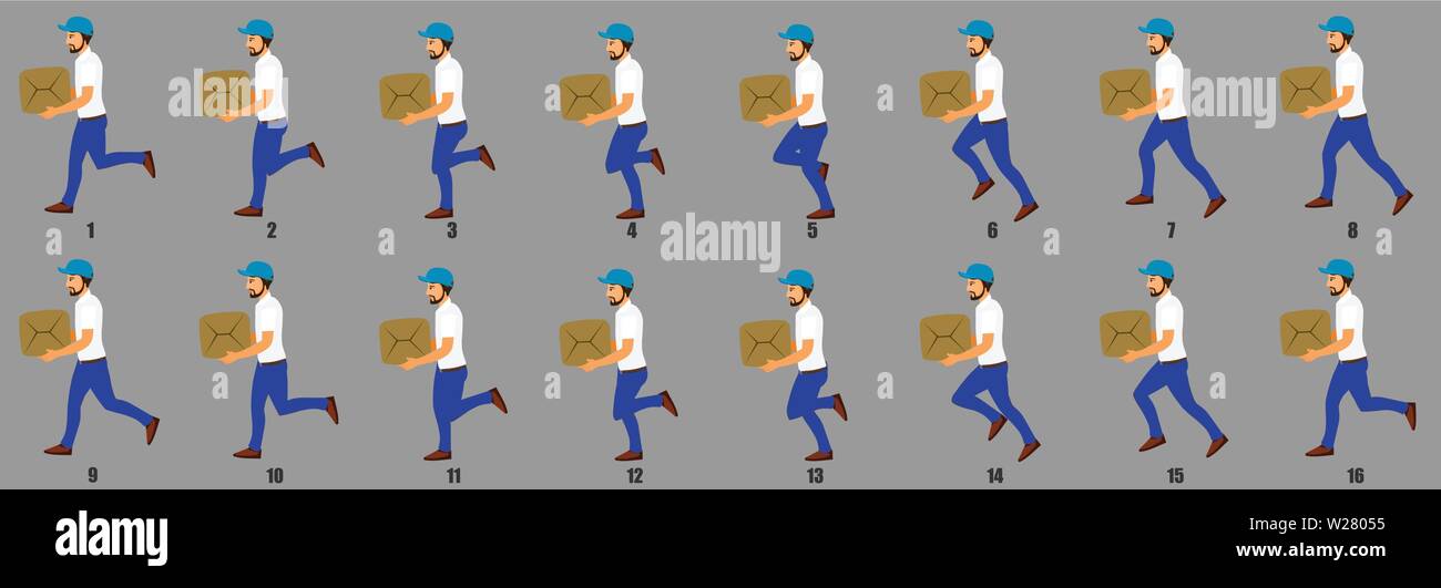 Courier Person Character Run cycle Animation Sequence, Loop animation Stock  Vector Image & Art - Alamy