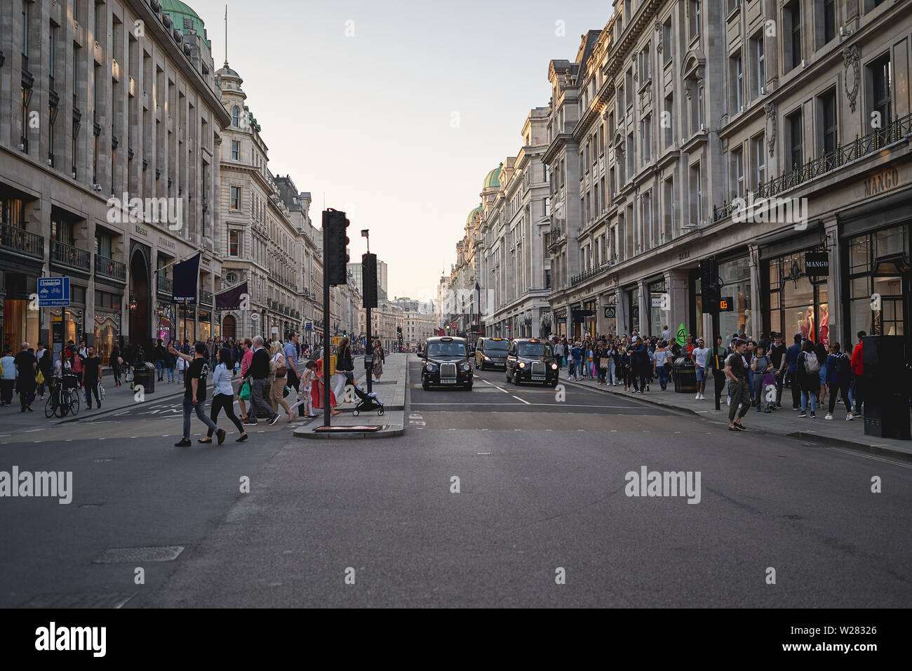 London, UK - June, 2019. Regent Street in central London. Regent Street is a major shopping street in the West End of London. Stock Photo