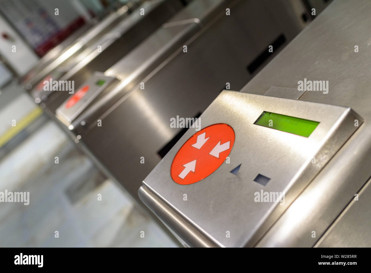 Electronic access doors to the subway Stock Photo Alamy