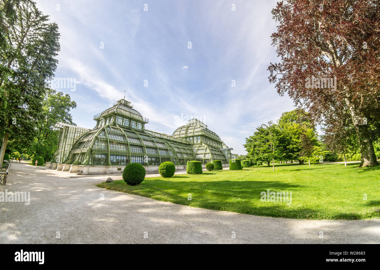 Vienna Austria June.18, 2918:The Palmenhaus in Schonbrunn Palace Park, Vienna, Austria The Palmenhaus Schonbrunn is a large greenhouse featuring plant Stock Photo