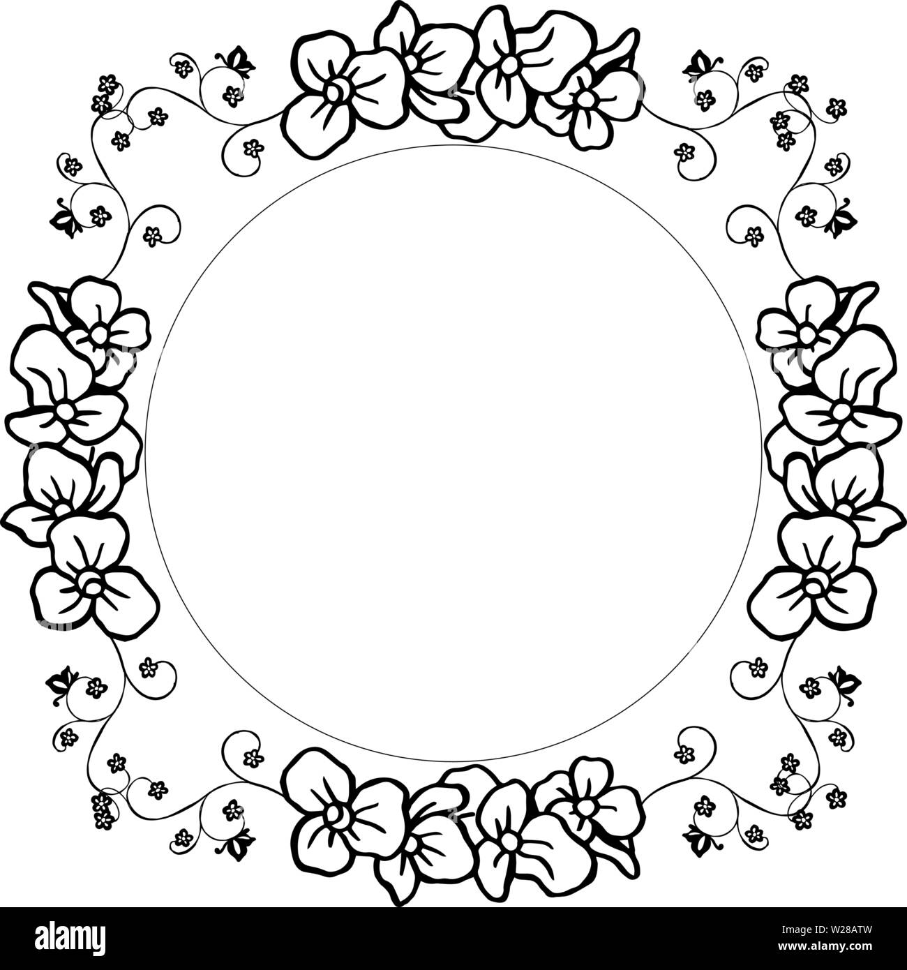 Vector illustration style of card with art of wreath frame hand drawn ...