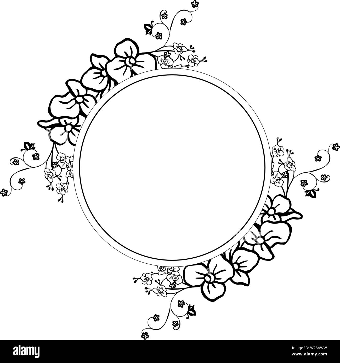 Vector illustration style of card with art of wreath frame hand drawn ...