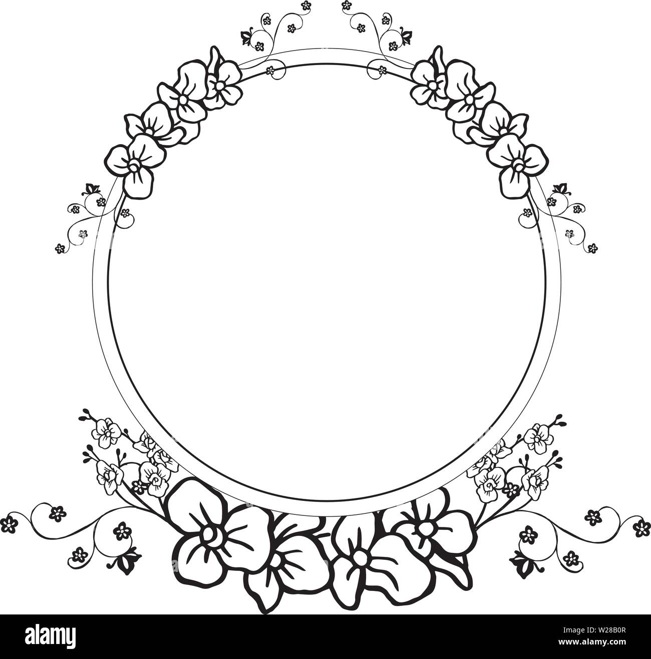 Vector illustration style of card with art of wreath frame hand drawn ...