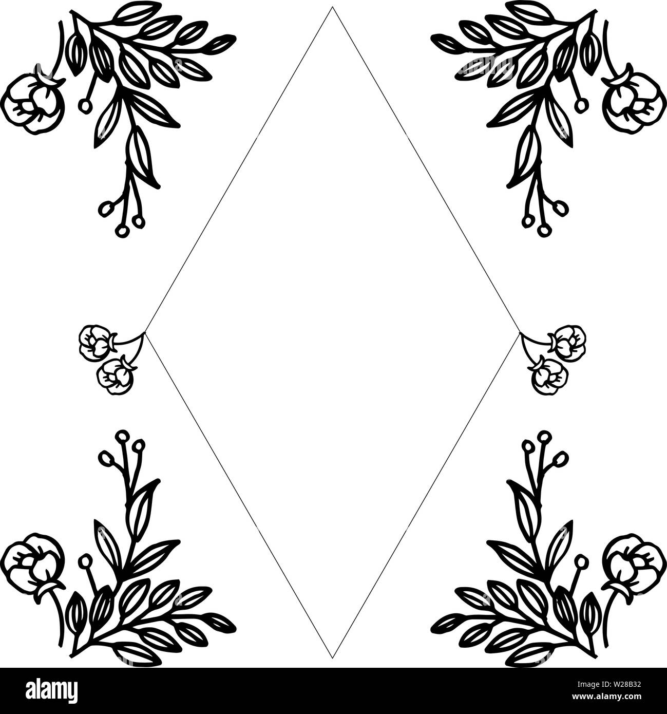 Vector illustration style of card with art of wreath frame hand drawn ...