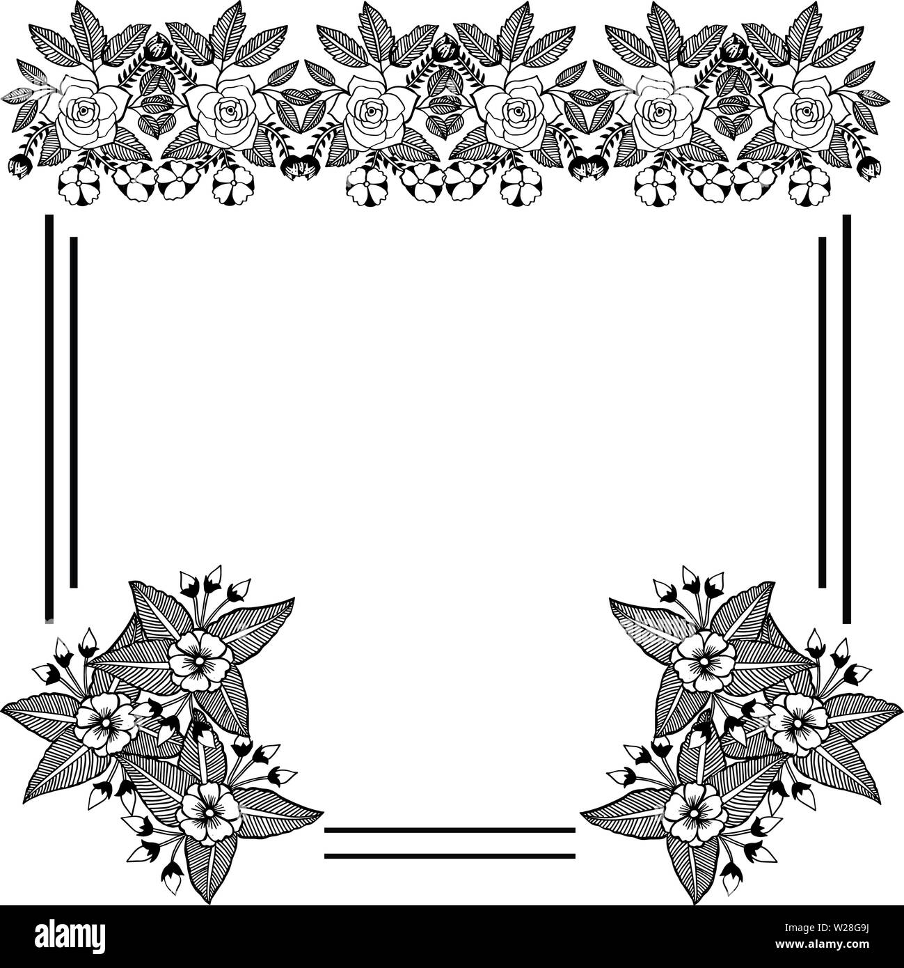 Vector illustration card with various ornate of leaf wreath frame hand ...
