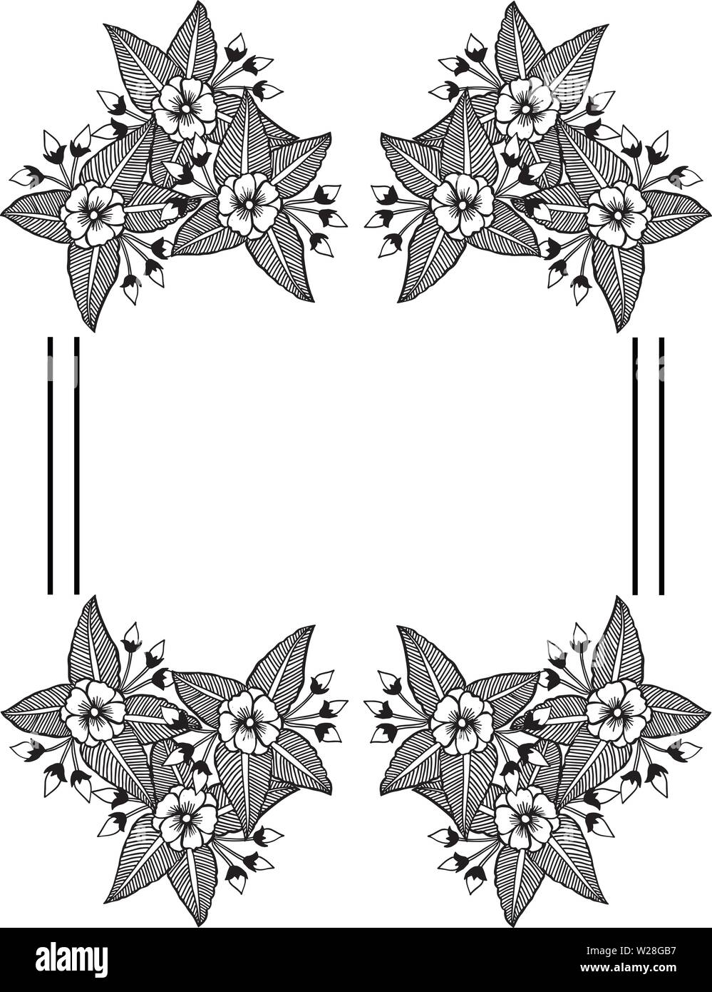 Vector illustration card with various ornate of leaf wreath frame hand ...