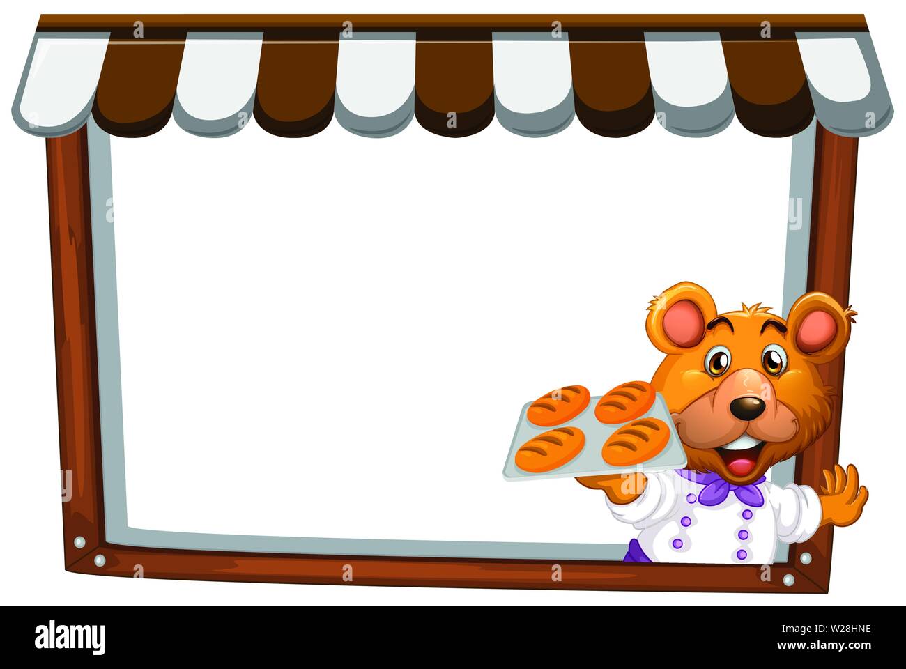A bear on note template illustration Stock Vector