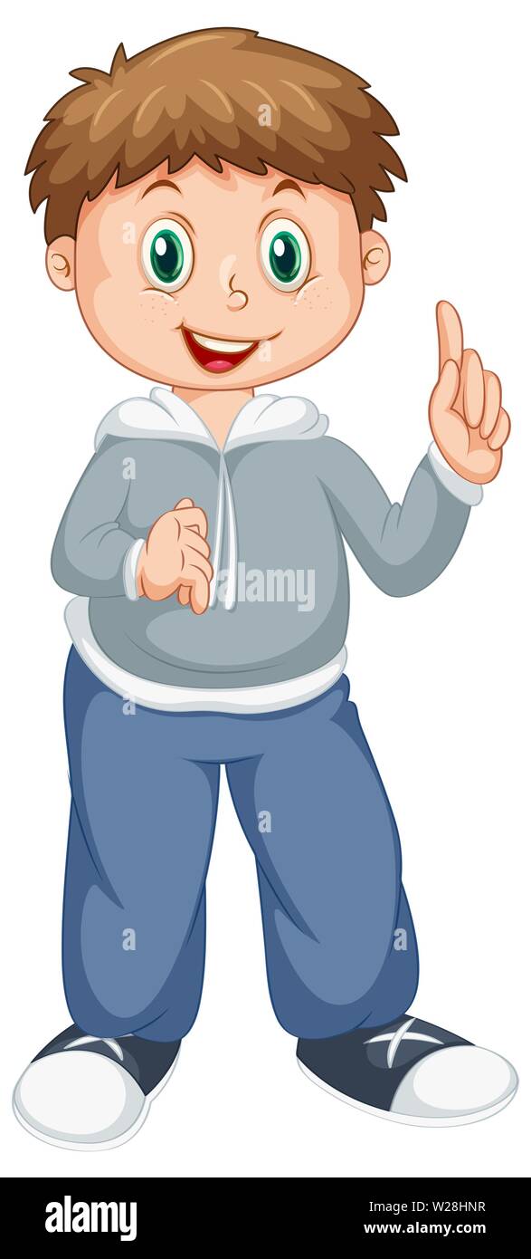 Happy boy character on white background illustration Stock Vector Image ...