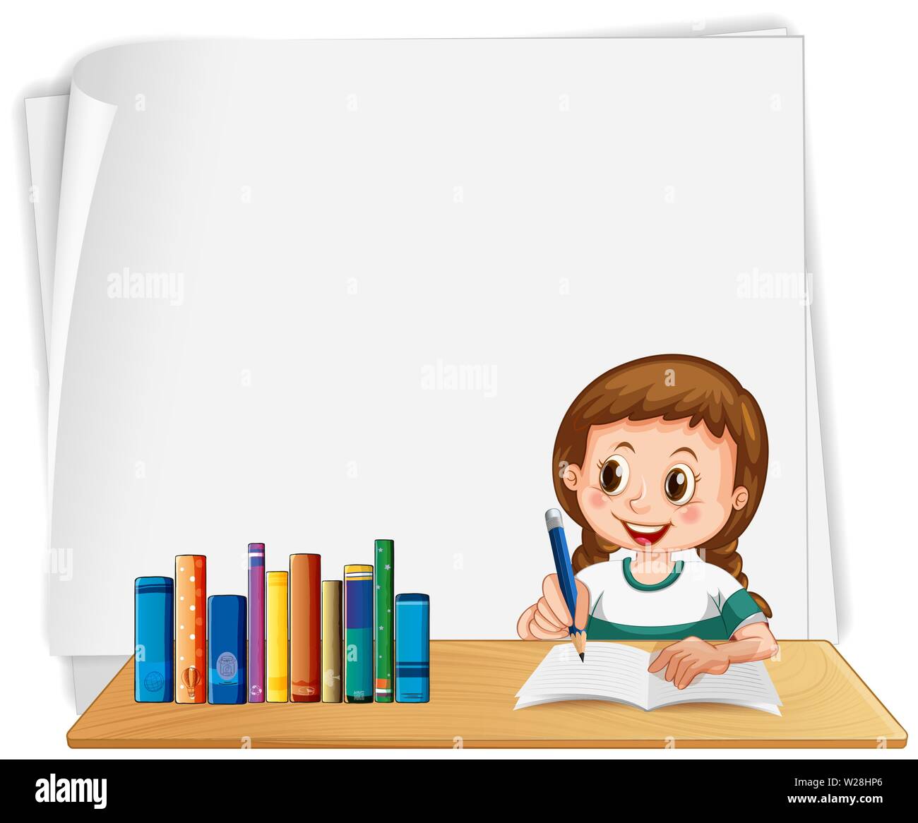 Girl school blank frame illustration Stock Vector