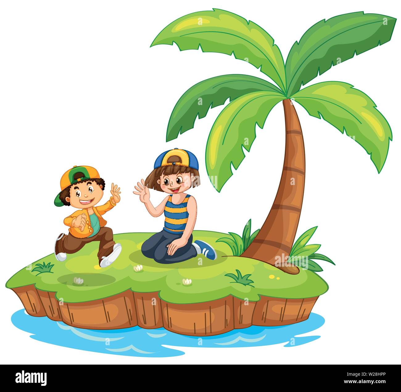 Children on island scene illustration Stock Vector Image & Art - Alamy