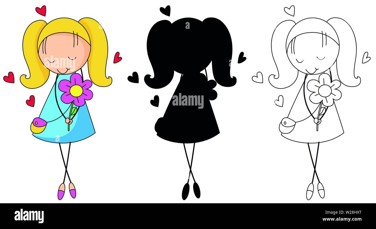 Different styles of girl simple characters illustration Stock Vector