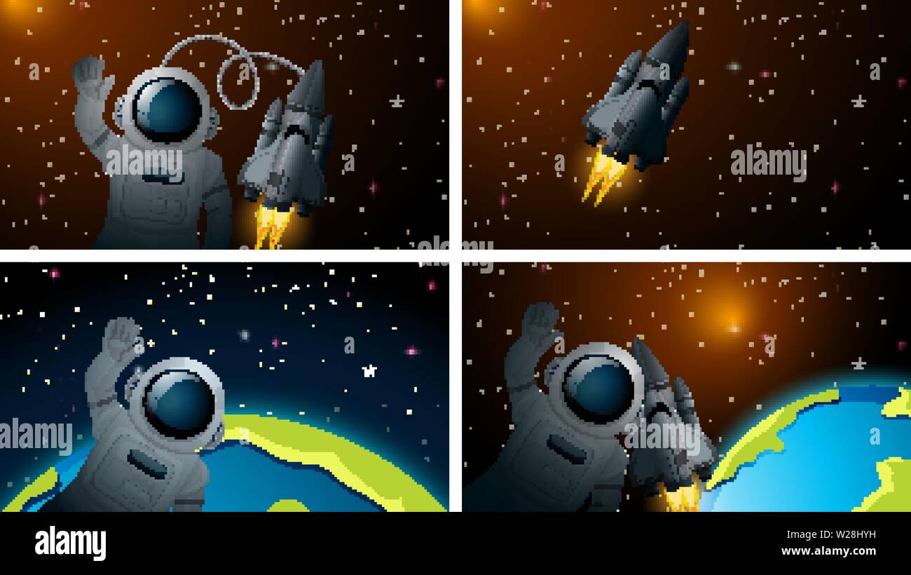 Set of astronaut in the space illustration Stock Vector Image & Art - Alamy