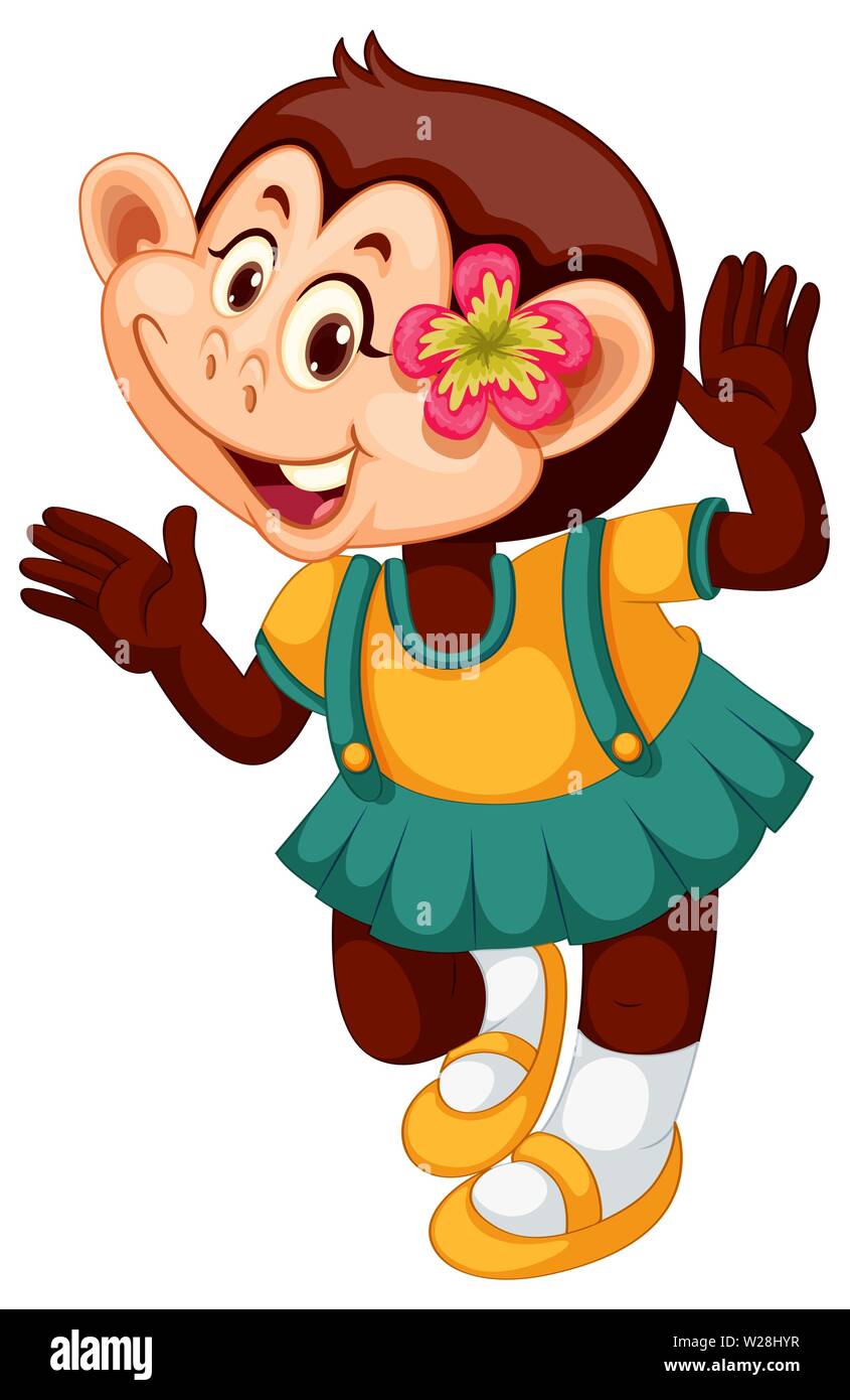 Cute monkey cartoon character illustration Stock Vector