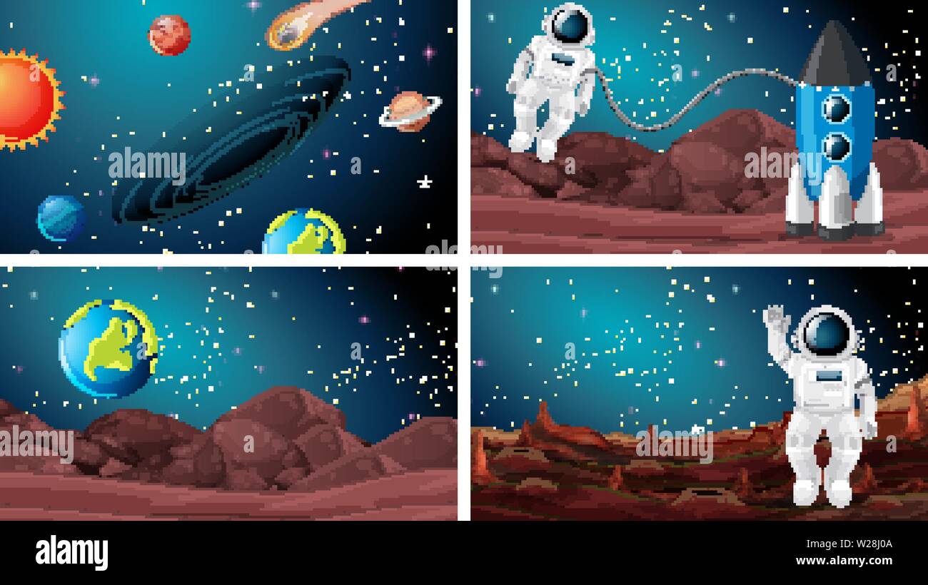 Set of astronaut in the space illustration Stock Vector Image & Art - Alamy