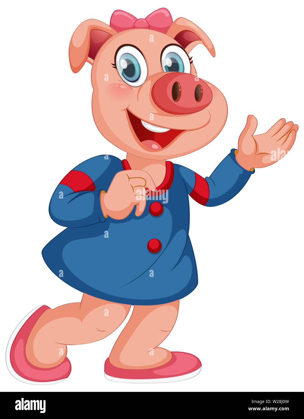 A cute pig cartoon character illustration Stock Vector