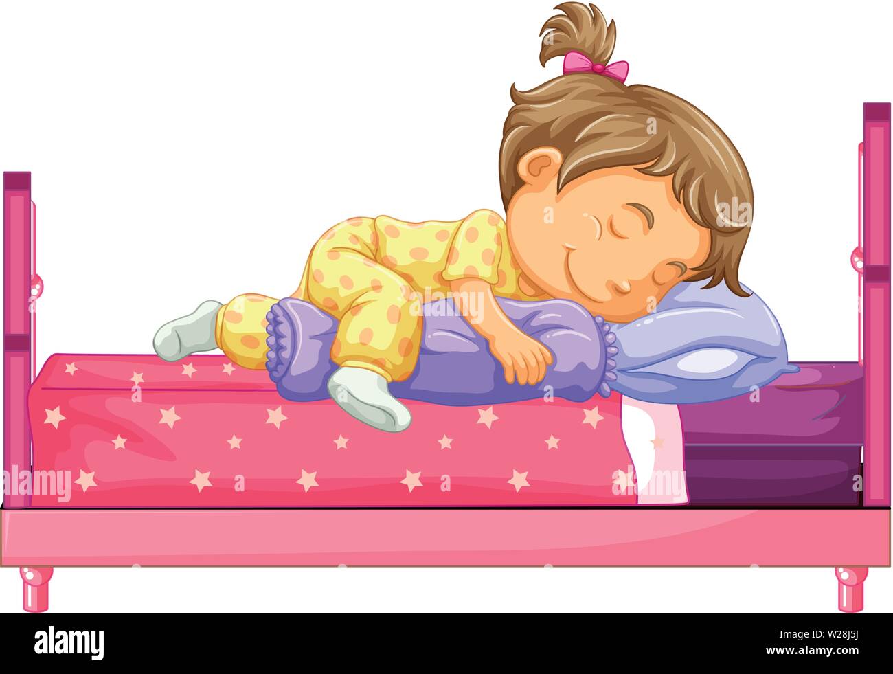 girl lying on bed illustration Stock Vector