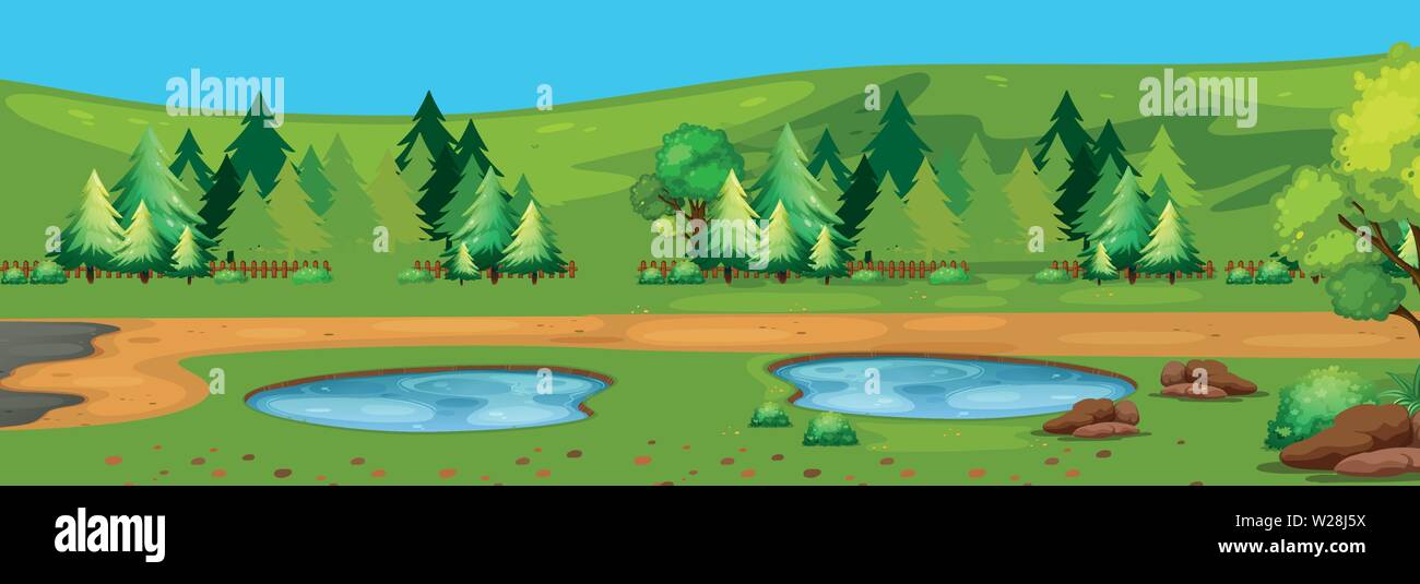 A flat nature landscape illustration Stock Vector Image & Art - Alamy