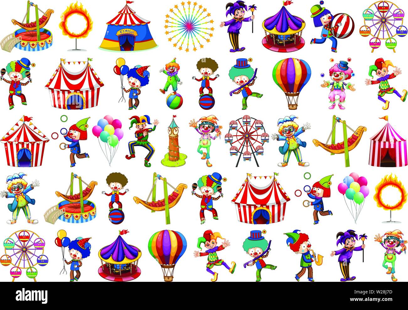 Set of different circus objects illustration Stock Vector Image & Art ...