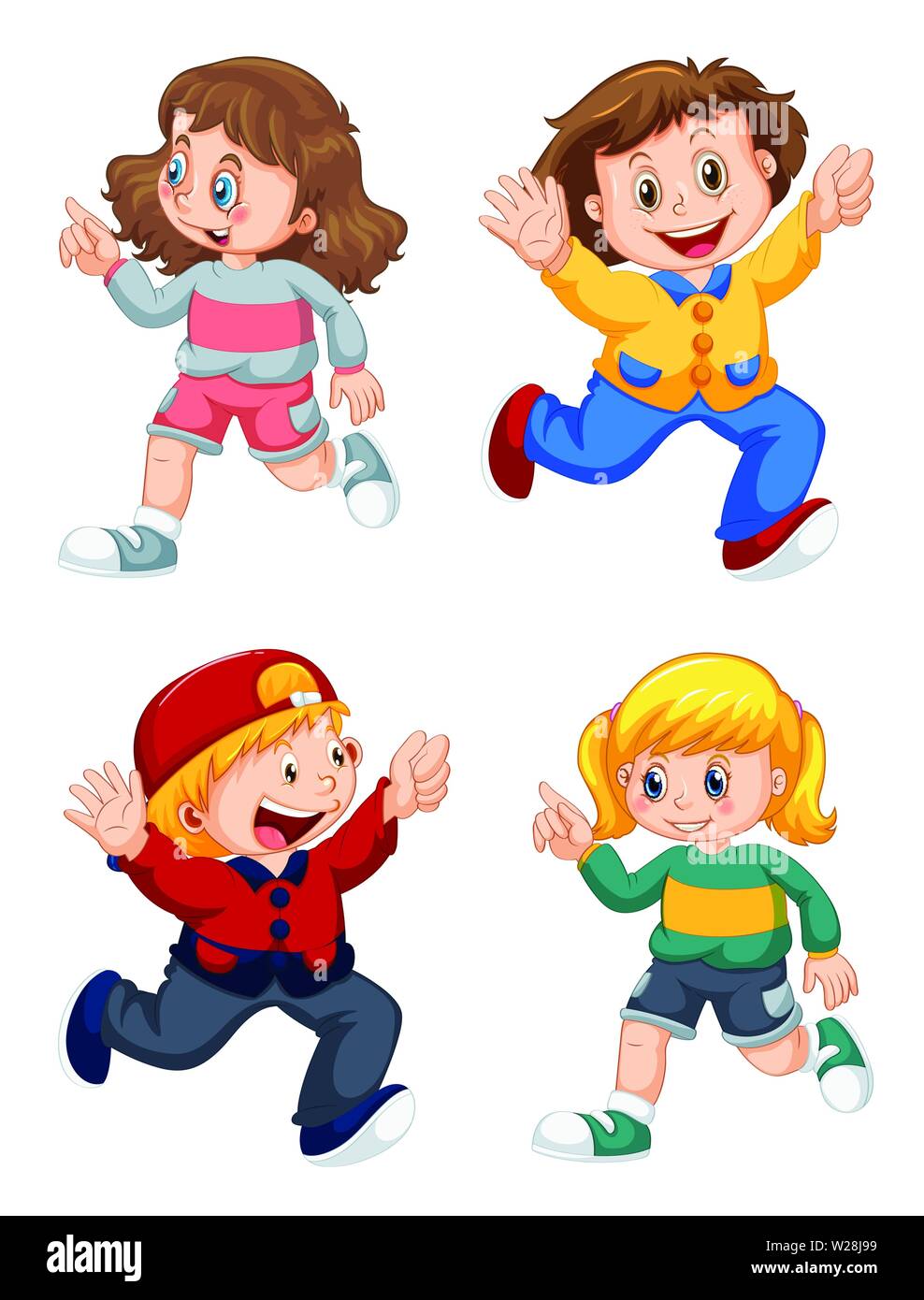 Set of happy kids illustration Stock Vector