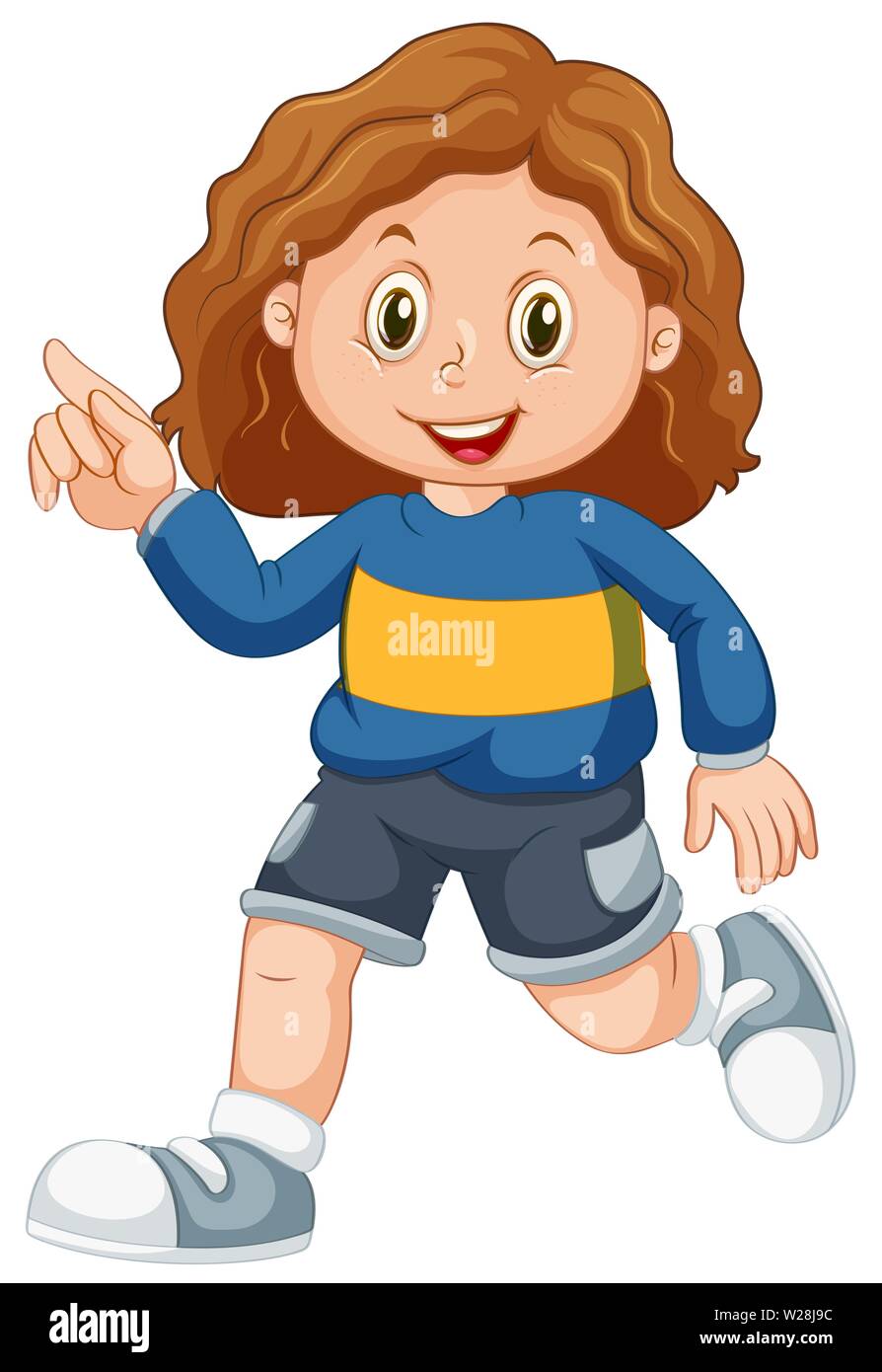 Happy girl character on white background illustration Stock Vector ...
