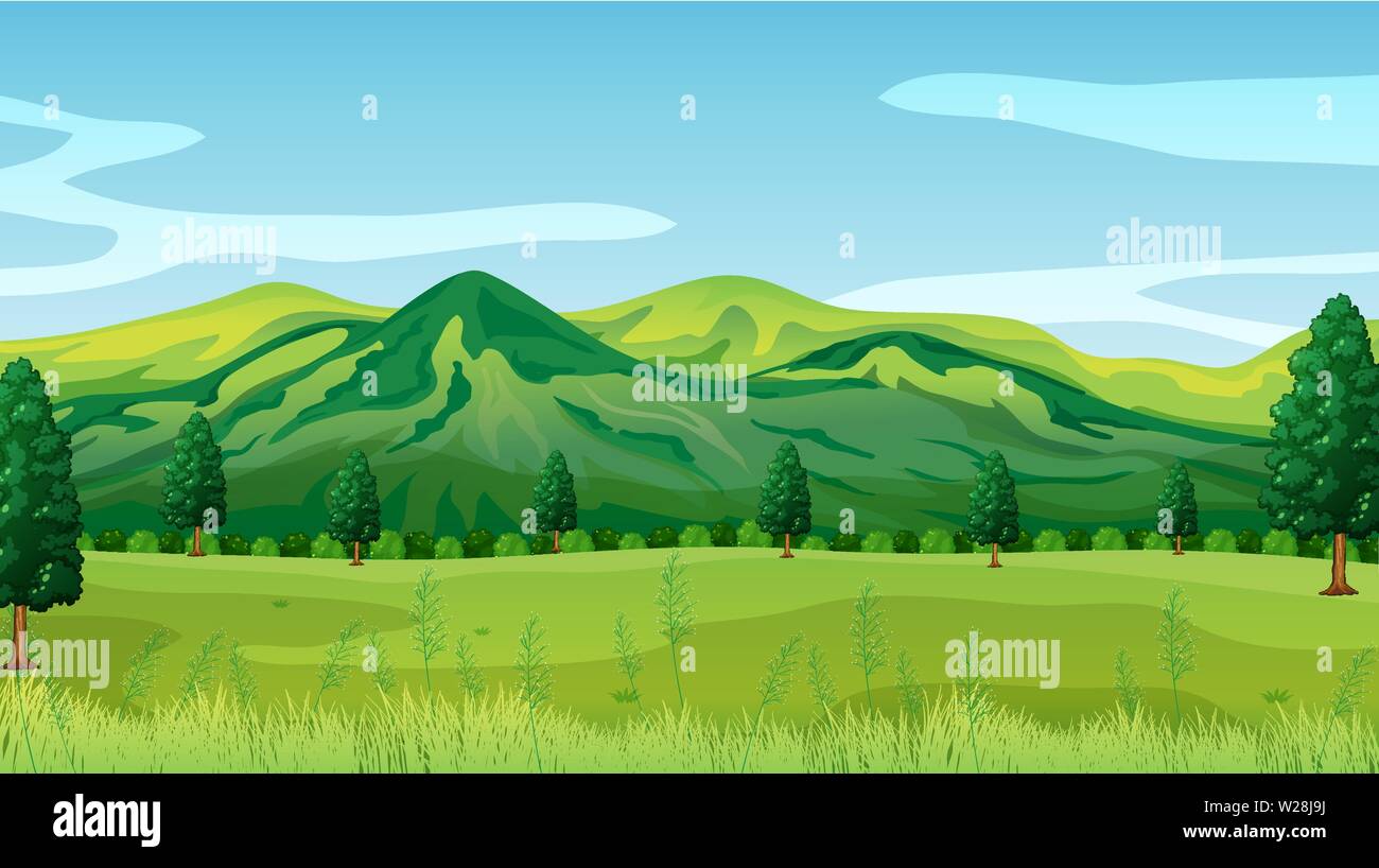 A green nature landscape illustration Stock Vector Image & Art - Alamy