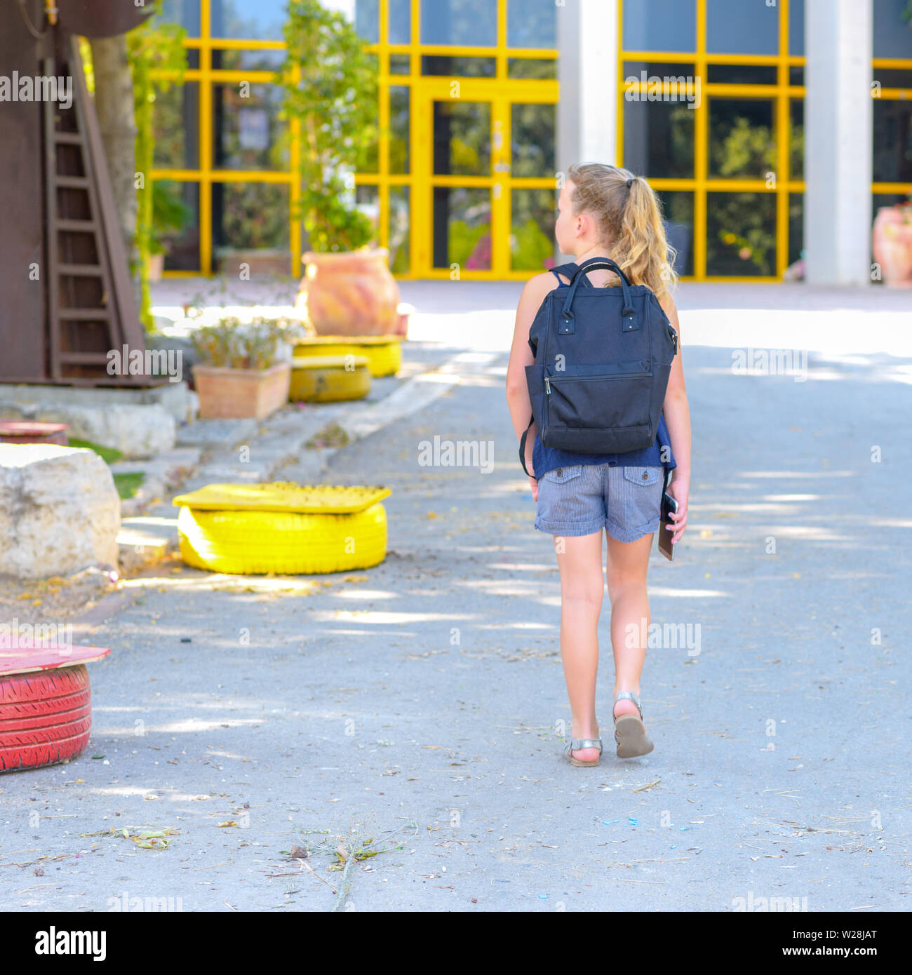 Happy Kid Back To School Child Little Girl With Bag Go To Elementary School Child Of Primary School Pupil Go Study With Backpack Back View Stock Photo Alamy Happy Kid Back To School Child Little Girl With Bag Go To Elementary School Child Of Primary School Pupil Go Study With Backpack Back View Stock Photo Alamy
