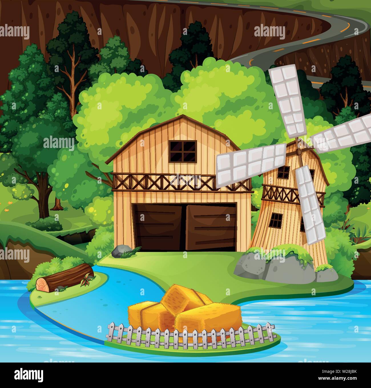 A rural house scene illustration Stock Vector Image & Art - Alamy